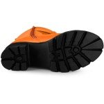 Allegra K Orange Zip Platform Chunky Heel Boots