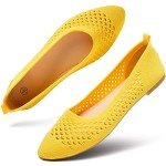 Colorful Women’s Pointed Toe Ballet Flats - Yellow