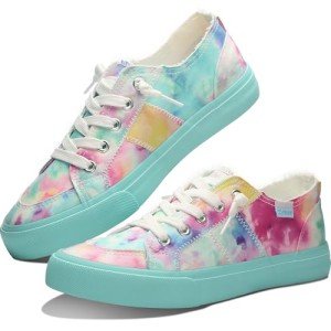 Rainbow Tie Dye Slip-On Sneakers for Women