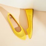 Colorful Women’s Pointed Toe Ballet Flats - Yellow