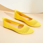 Colorful Women’s Pointed Toe Ballet Flats - Yellow