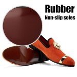 Vibrant Orange Men's Slip-On Leather Loafers