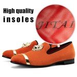 Vibrant Orange Men's Slip-On Leather Loafers