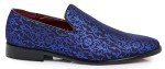 Men's Blue Floral Satin Slip-On Dress Loafers