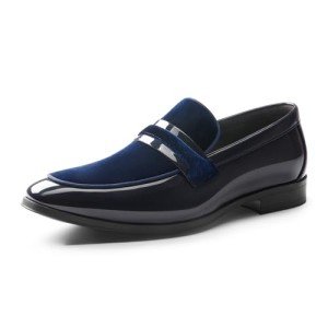 Blue Velvet Tuxedo Slip-On Loafers for Men