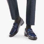 Blue Velvet Tuxedo Slip-On Loafers for Men
