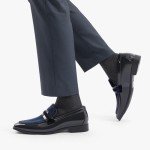 Blue Velvet Tuxedo Slip-On Loafers for Men