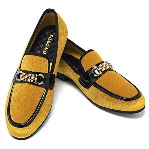 Colorful Velvet Loafers with Gold Chain for Men