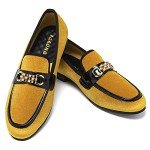 Colorful Velvet Loafers with Gold Chain for Men