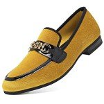 Colorful Velvet Loafers with Gold Chain for Men