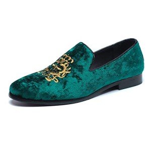 Stylish Green Velvet Leather Loafers for Men
