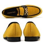 Colorful Velvet Loafers with Gold Chain for Men