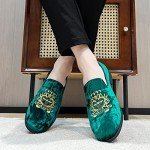 Stylish Green Velvet Leather Loafers for Men