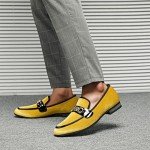 Colorful Velvet Loafers with Gold Chain for Men