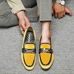 Colorful Velvet Loafers with Gold Chain for Men