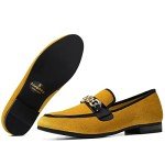 Colorful Velvet Loafers with Gold Chain for Men