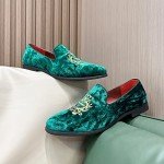 Stylish Green Velvet Leather Loafers for Men