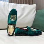 Stylish Green Velvet Leather Loafers for Men