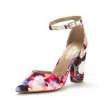Floral Pointed Toe High Heels for Women
