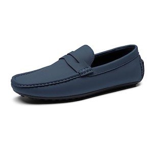 Bruno Marc Men's Dark Blue Driving Loafers, Size 12