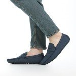 Bruno Marc Men's Dark Blue Driving Loafers, Size 12