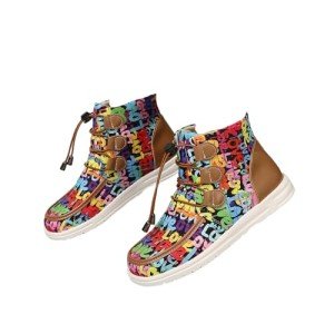 Colorful Monogram Graffiti Ankle Boots for Women