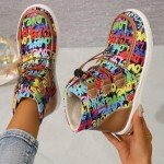 Colorful Monogram Graffiti Ankle Boots for Women