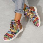 Colorful Monogram Graffiti Ankle Boots for Women