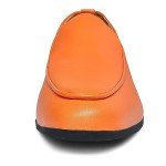 Vibrant Orange Men's Slip-On Leather Loafers