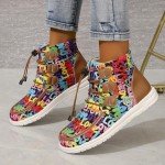 Colorful Monogram Graffiti Ankle Boots for Women