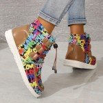 Colorful Monogram Graffiti Ankle Boots for Women