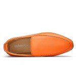 Vibrant Orange Men's Slip-On Leather Loafers