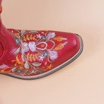 Flower Embroidered Colorful Cowgirl Ankle Boots