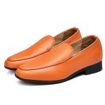 Vibrant Orange Men's Slip-On Leather Loafers