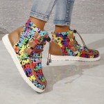 Colorful Monogram Graffiti Ankle Boots for Women