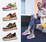 Colorful Leopard Print Platform Sneakers for Women