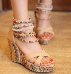 Colorful Wedge Pearl Platform High Heels for Women