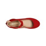 Colorful Women's Red Elastic Ankle Strap Flats