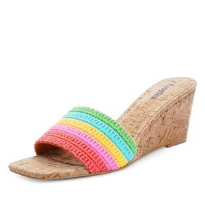 Colorful Rainbow Wedge Sandals for Women