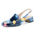 Colorful Dots Block Heel Slingback Pumps for Women