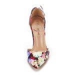 Colorful Floral Pointed Toe Ankle Strap Heels