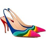 Colorful Women’s Slingback Kitten Heel Pumps