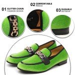 Fluorescent Green Velvet Penny Loafers for Men