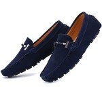 Blue Suede Slip-On Loafers for Men