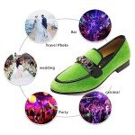 Fluorescent Green Velvet Penny Loafers for Men