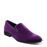 Stacy Adams Purple Velour Slip-On Loafers for Men
