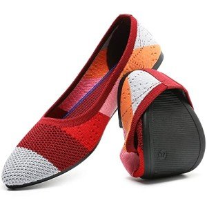 Stylish Red Combo Pointed Toe Ballet Flats