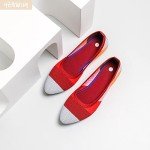 Stylish Red Combo Pointed Toe Ballet Flats