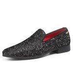 Sparkly Black Slip-On Loafers for Men