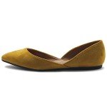 Mustard Faux Suede Slip-On Ballet Flats for Women